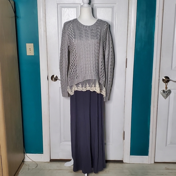 POL Sweater Lace Trim Light Gray Small NWOT - Picture 13 of 13